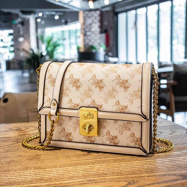 handbag bag female 2021 summer carriage printing chain small square versatile leisure one shoulder messenger fashion, Black;red